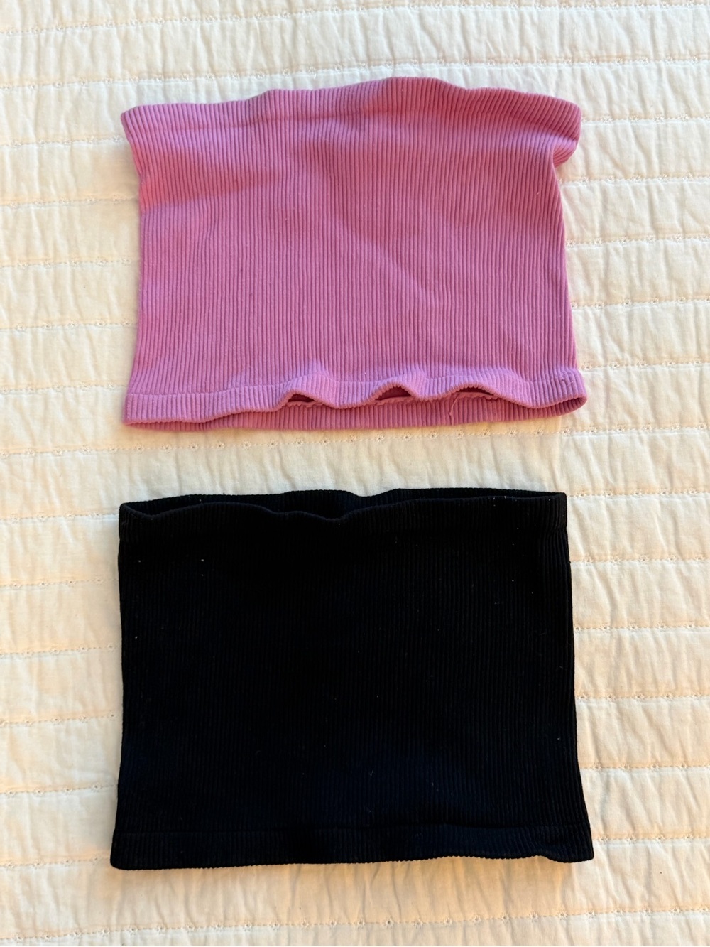 Free People set of Two Ribbed Tube Tops in Pink and Black